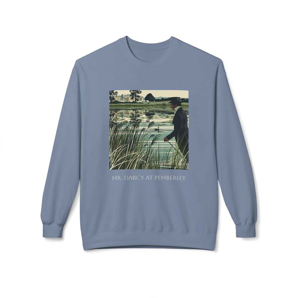 Mr. Darcy Crewneck Sweatshirt — "Mr. Darcy at Pemberley" Classic Jane Austen Sweatshirt