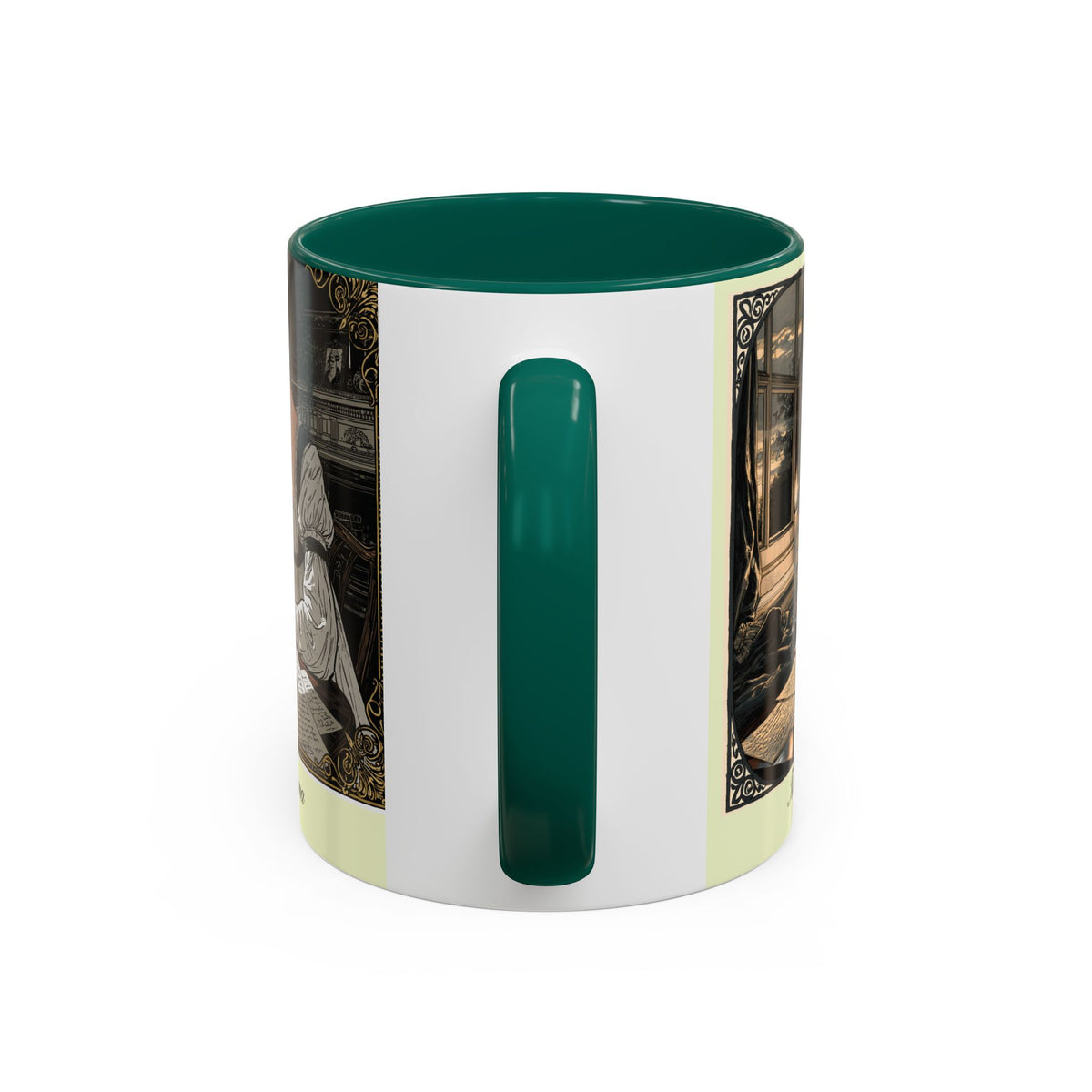 Regency Tea Quote Mug — 'Young Jane Austen Writing at Her Desk' Ceramic Coffee & Tea Cup (11oz/15oz)