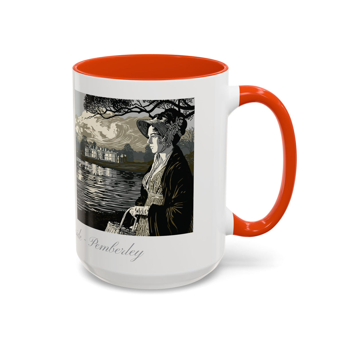 'Strolling Pemberley' Ceramic Coffee Cup — Vintage Regency Silhouette Mug
