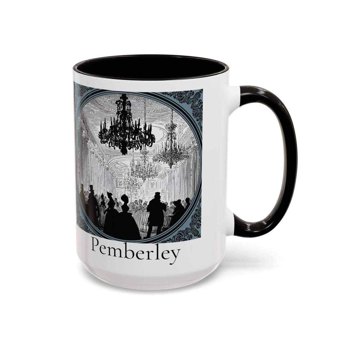 Pemberley Ballroom Illustration Mug | Color Accent Ceramic Mug