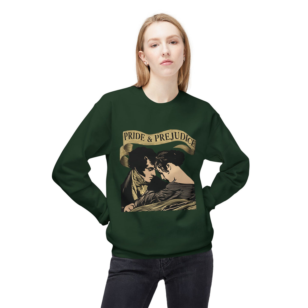 Sepia Toned Pride & Prejudice Crewneck Sweatshirt — Vintage Romance Literary Pullover