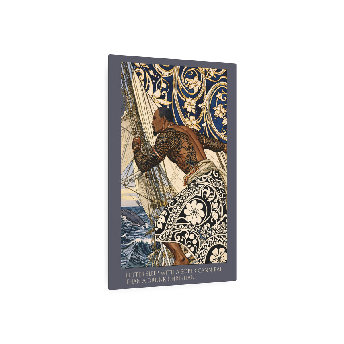 Zanzibar Whaler — Whale Sighting Metal Art Sign — "Better Sleep with a Sober Cannibal" Wall Decor