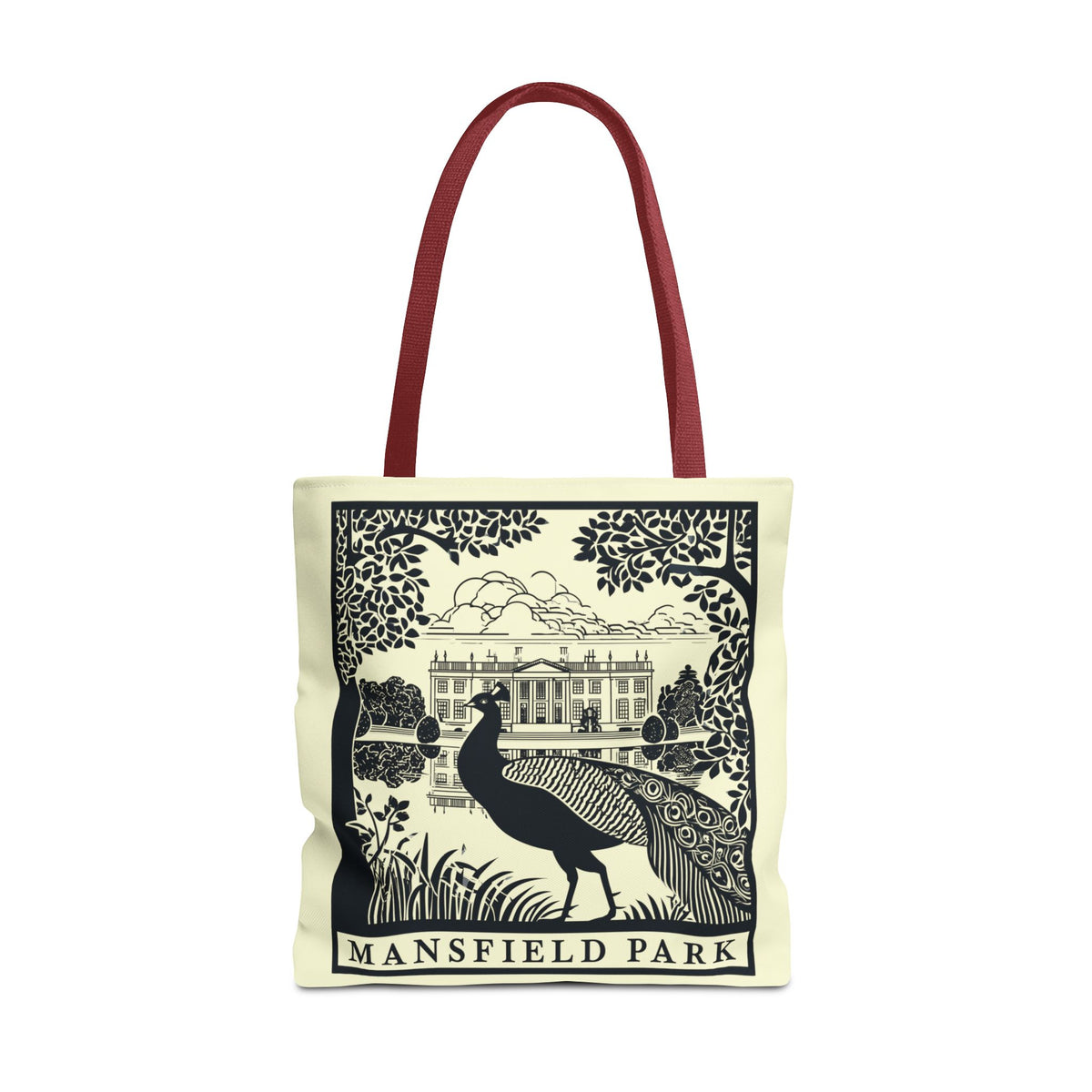 Mansfield Park Illustrated Tote — Vintage Estate Peacock Tote Bag