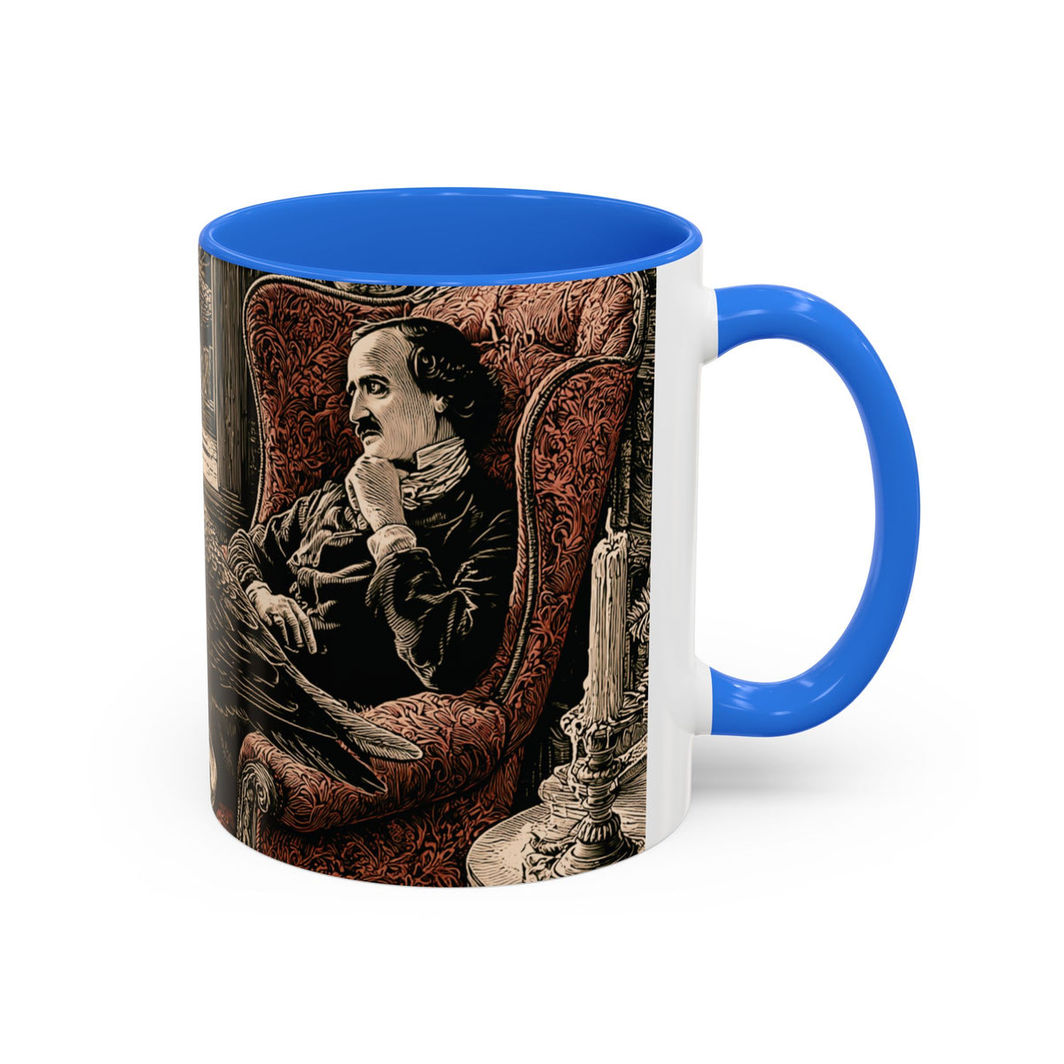 Edgar Allan Poe Raven Portrait Mug | Ceramic Coffee Cup