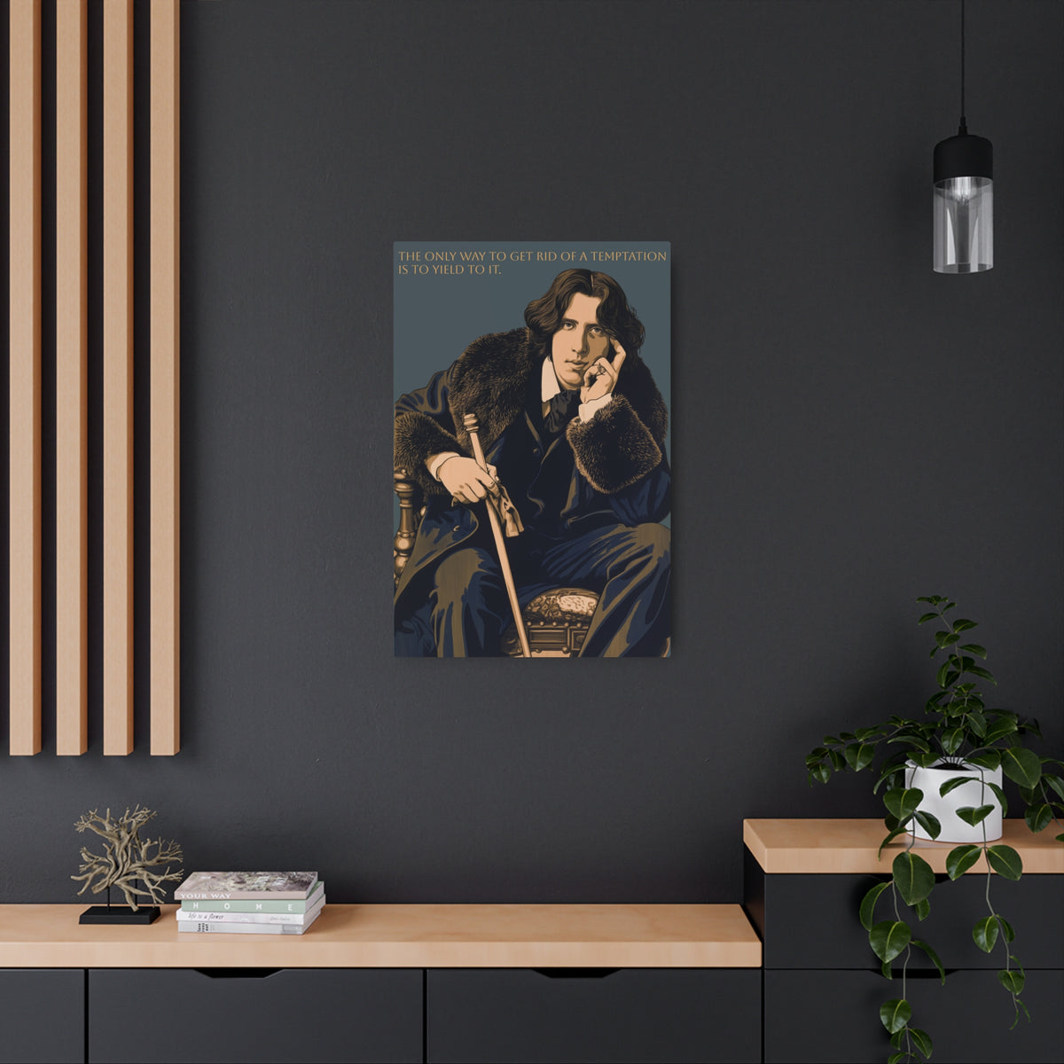 Oscar Wilde Metal Art Sign – 'The Only Way to Get Rid of a Temptation Is to Yield to It' Decorative Plaque