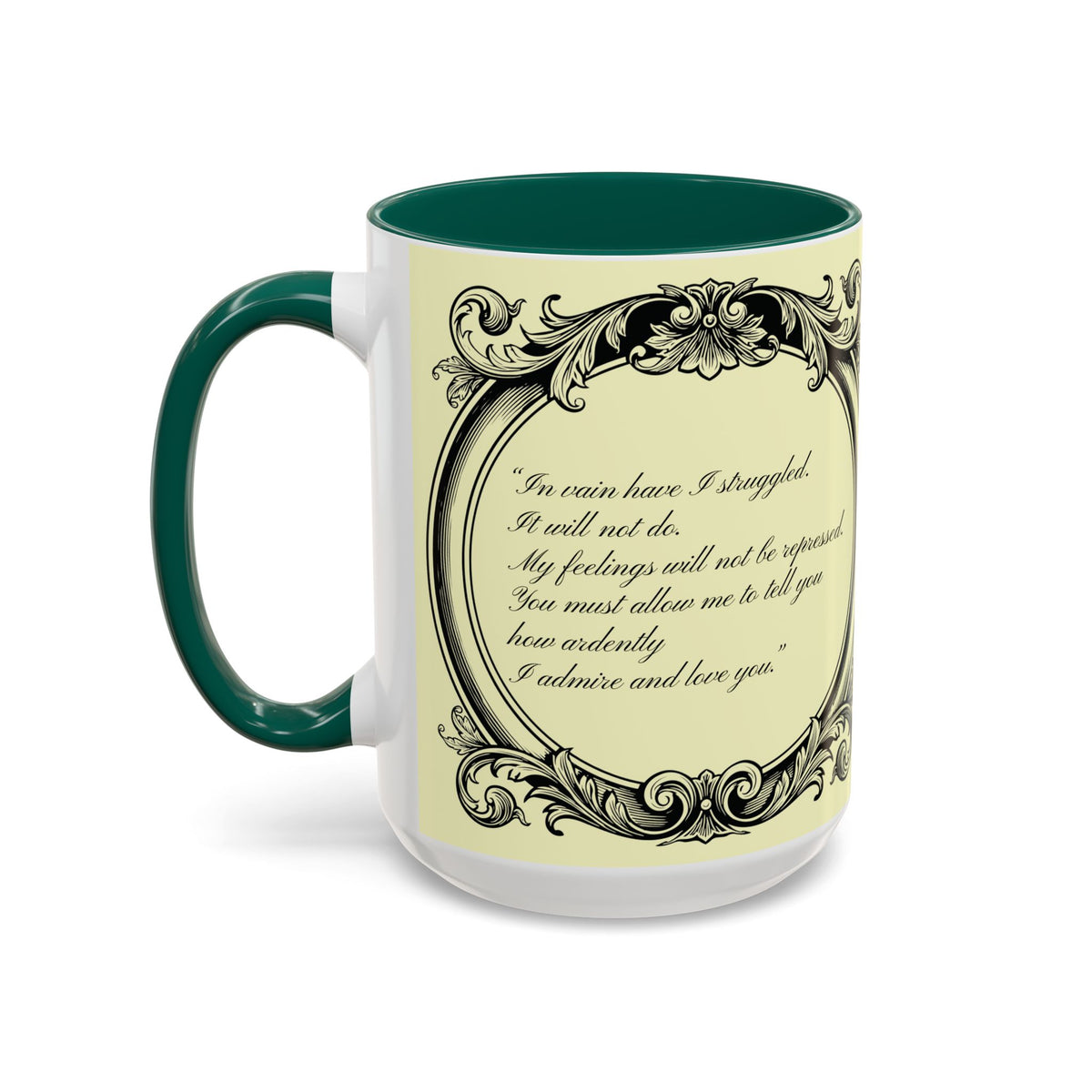 Pride & Prejudice Vintage Illustration Ceramic Mug — Mr. Darcy at Pemberley with Quote (11oz/15oz)