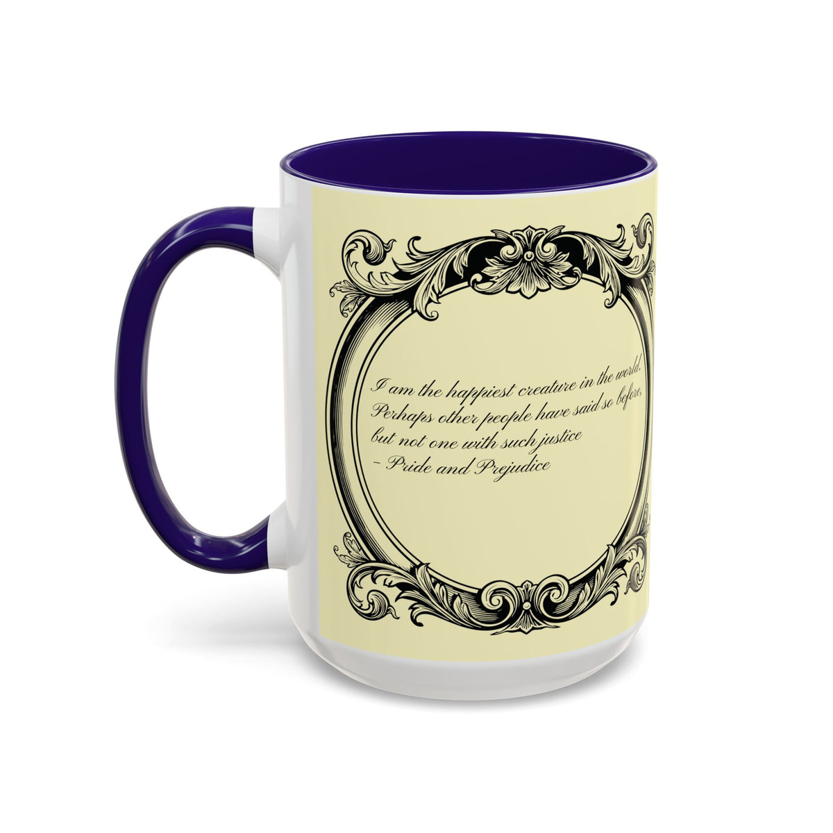 Pride & Prejudice Vintage Floral Mug — “Pride & Prejudice” Ceramic Book Lover Mug (11oz/15oz)