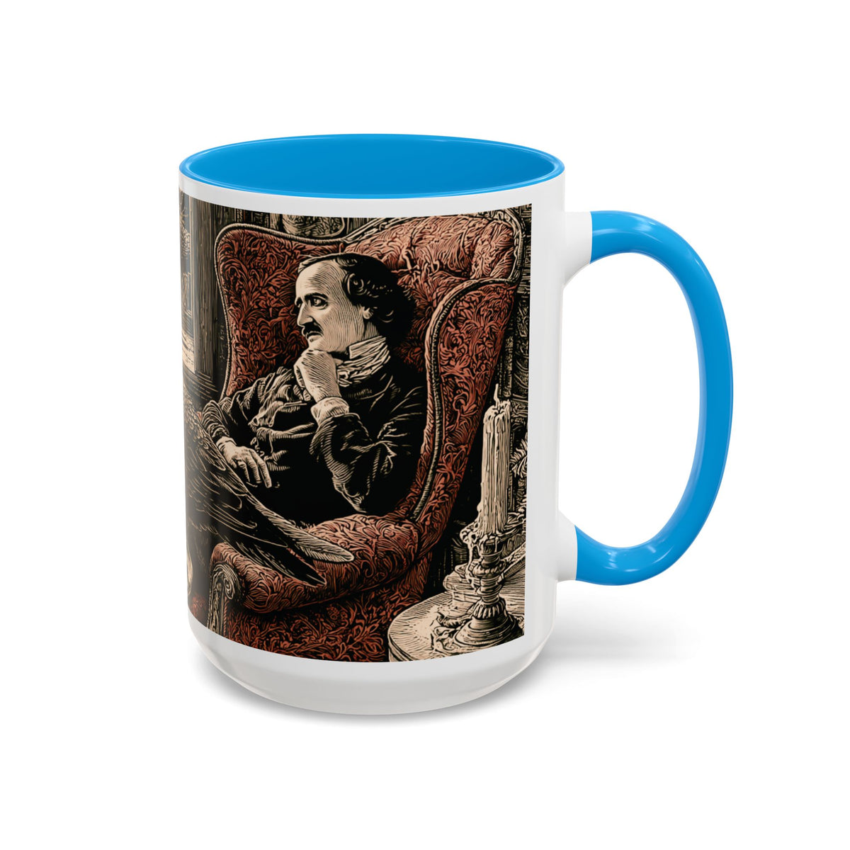 Edgar Allan Poe Raven Portrait Mug | Ceramic Coffee Cup