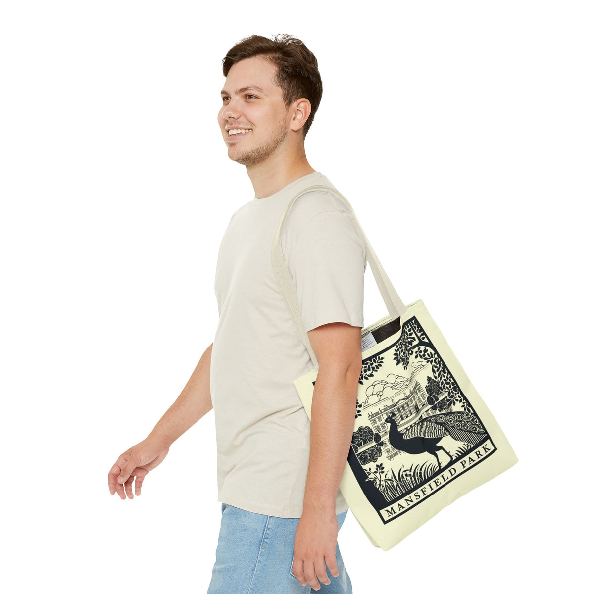 Mansfield Park Illustrated Tote — Vintage Estate Peacock Tote Bag