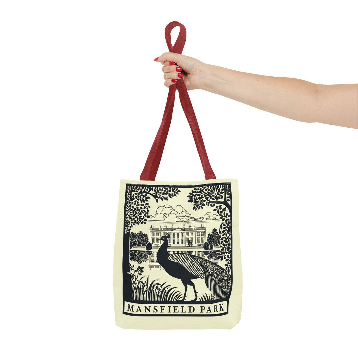 Mansfield Park Illustrated Tote — Vintage Estate Peacock Tote Bag