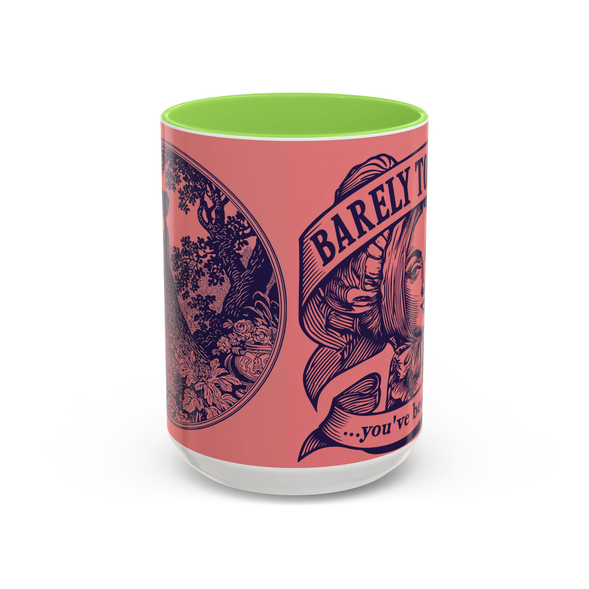 Barely Tolerable Vintage Portrait Mug — Funny Retro Coffee Cup (11oz/15oz)