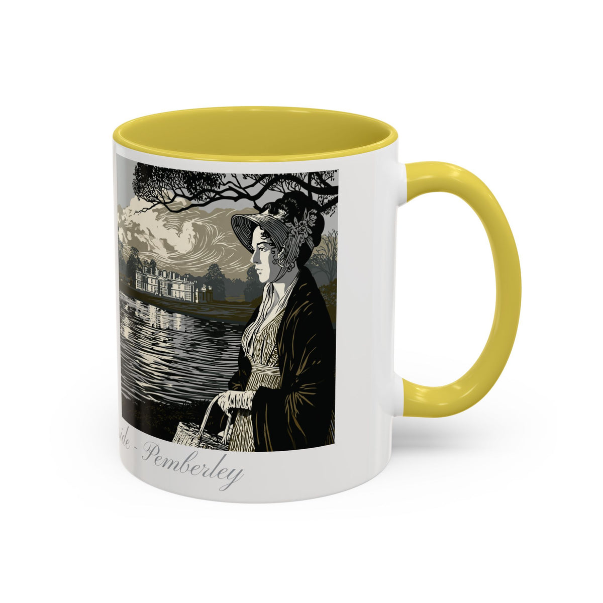 'Strolling Pemberley' Ceramic Coffee Cup — Vintage Regency Silhouette Mug