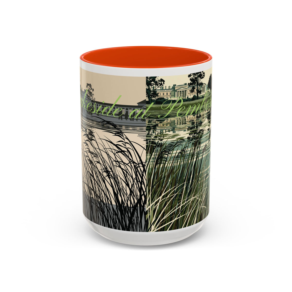 Strolling Lakeside with Mr. Darcy  —  Scenic Lakeside Vintage Gentleman Mug (11oz & 15oz)