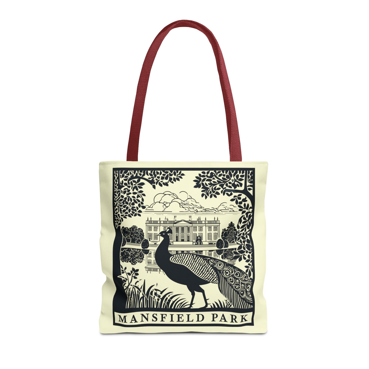 Mansfield Park Illustrated Tote — Vintage Estate Peacock Tote Bag