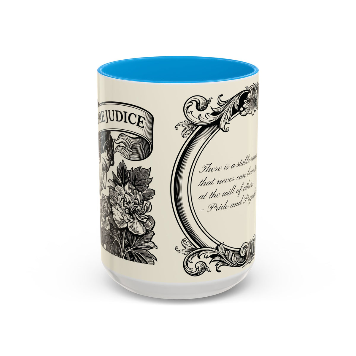 Quote from Pride & Prejudice Vintage Floral Mug — “Pride & Prejudice” Ceramic Book Lover Mug (11oz/15oz)