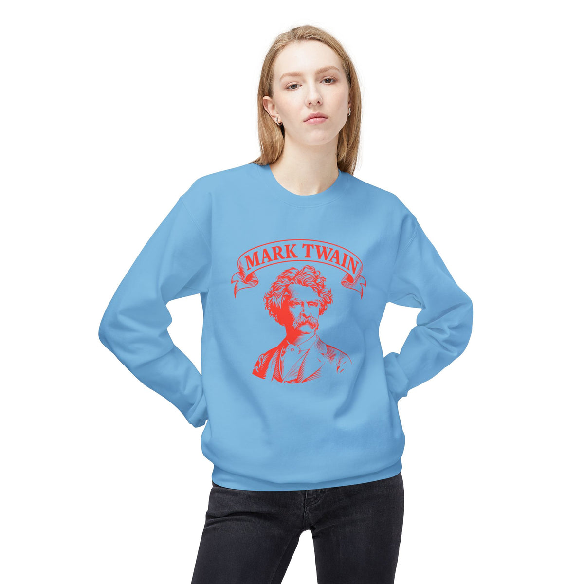 Mark Twain Crewneck Sweatshirt — "Good Friends, Good Books..." Literary Quote Pullover
