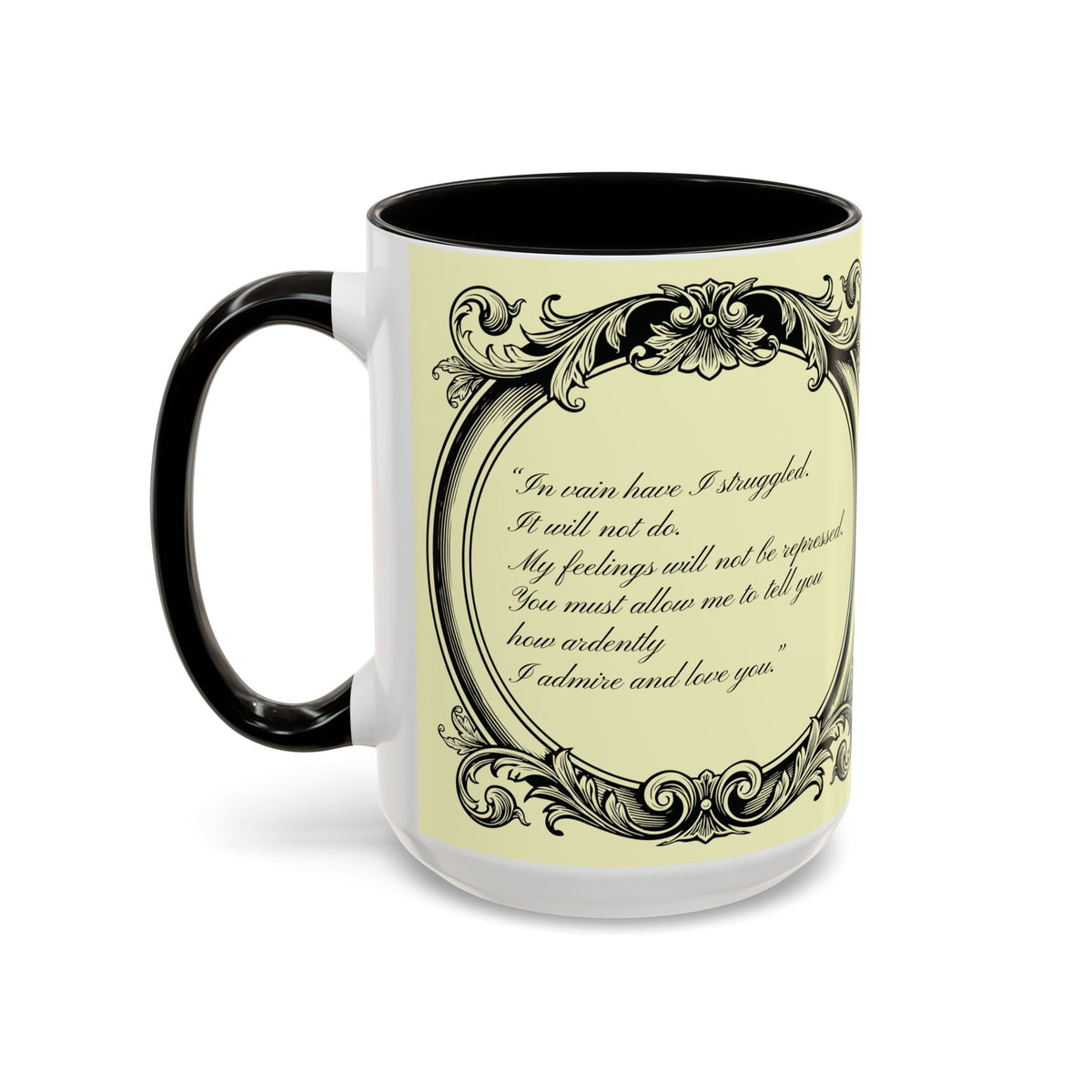 Pride & Prejudice Vintage Illustration Ceramic Mug — Mr. Darcy at Pemberley with Quote (11oz/15oz)