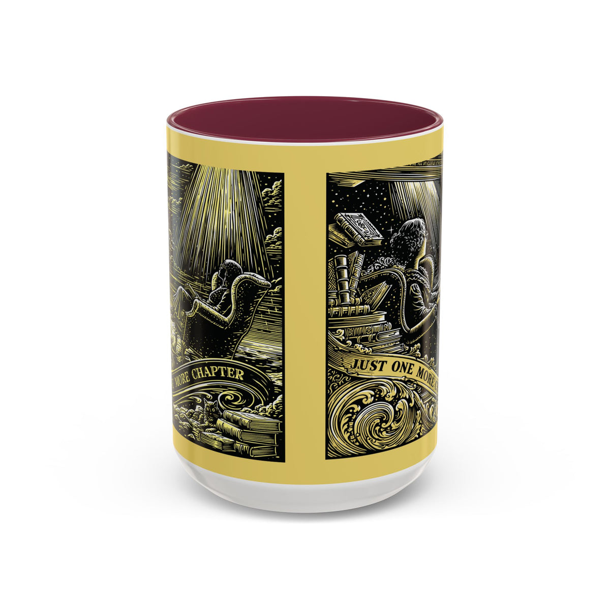 "Just One More Chapter" Under UFO Illustration Mug | Color Accent Coffee Cup