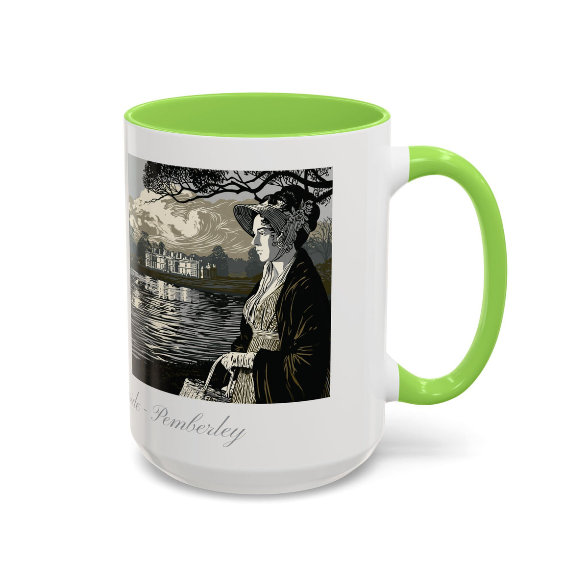 'Strolling Pemberley' Ceramic Coffee Cup — Vintage Regency Silhouette Mug