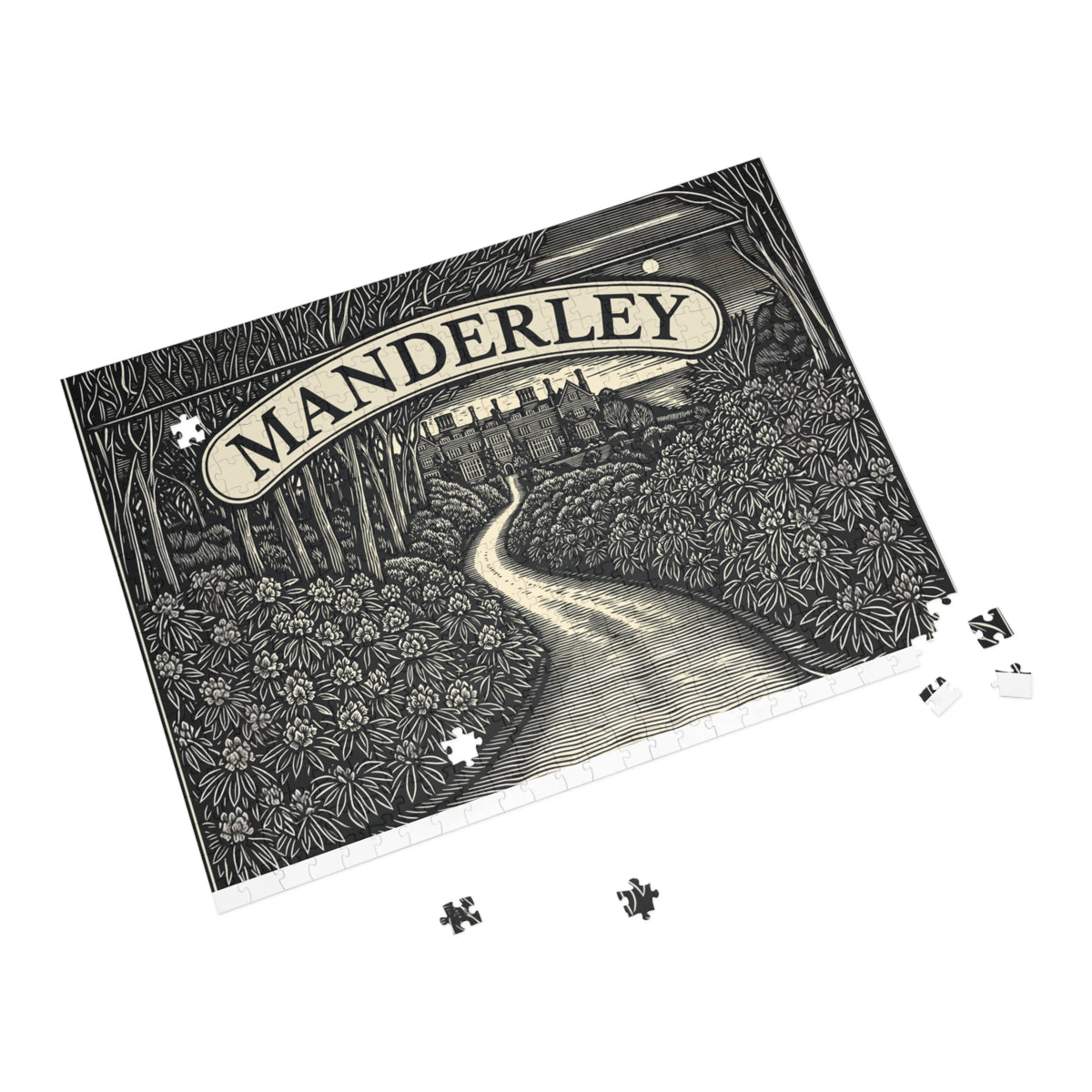 Manderley Scenic Puzzle — 'Manderley' Vintage Manor Path Jigsaw (96/252/500/1000 pcs)