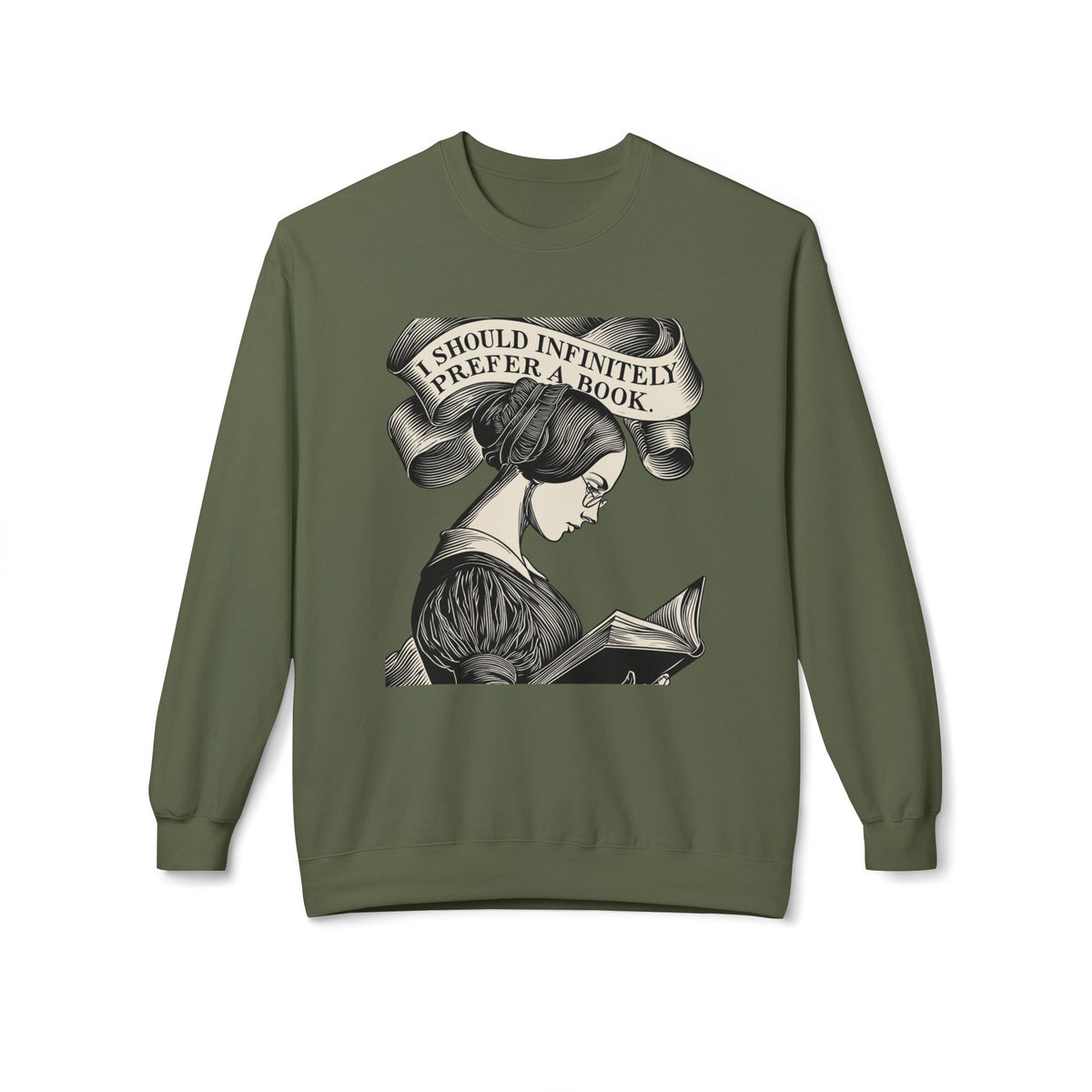 Book Lover Sweatshirt — "I Should Infinitely Prefer a Book" Vintage Reading Crewneck