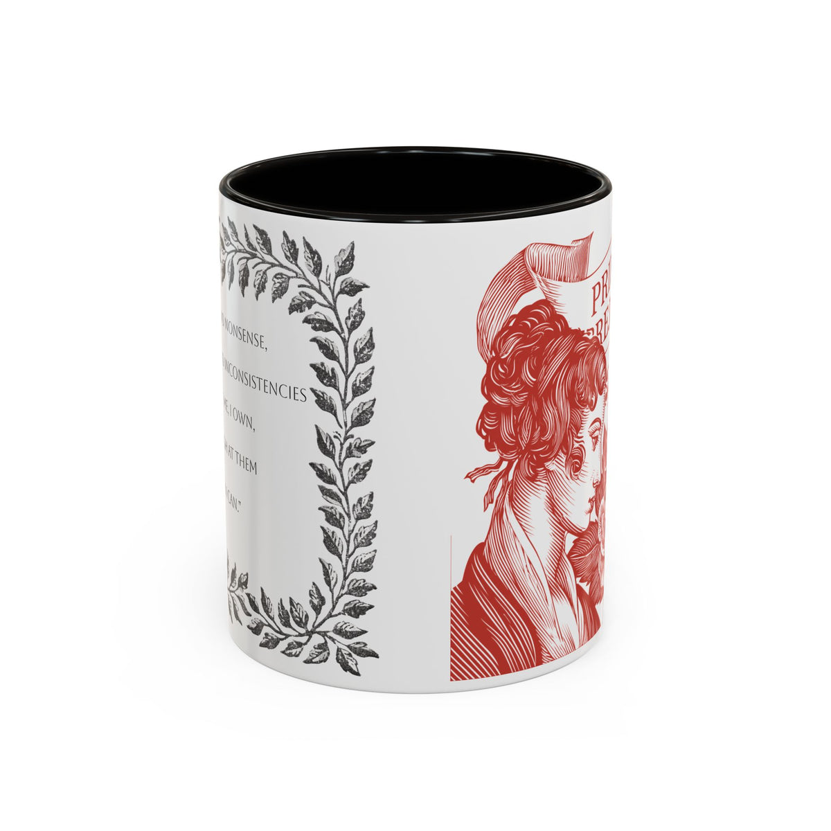 "...follies and nonsense" Elizabeth Bennet Quote  —  Pride & Prejudice Floral Mug (11oz/15oz)
