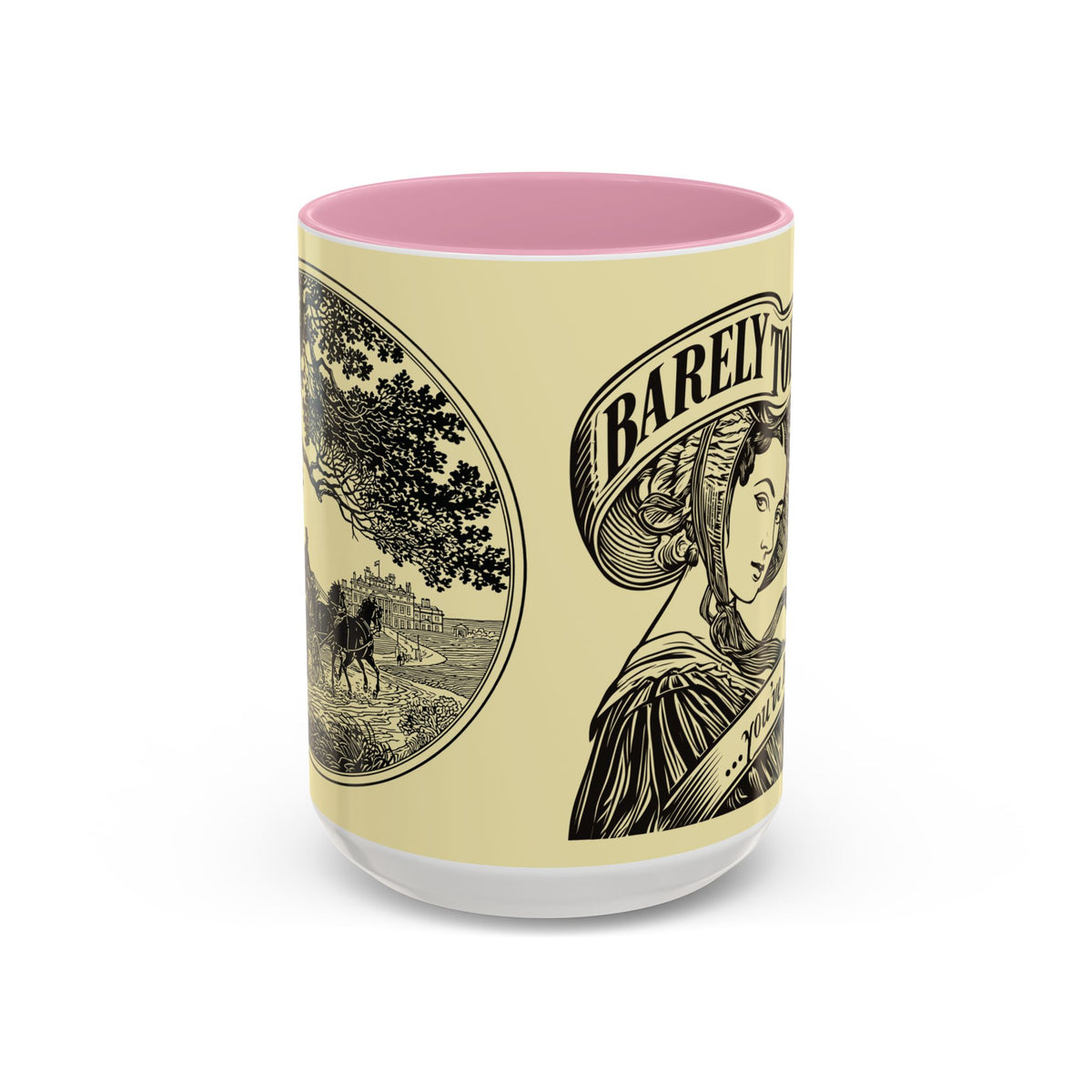 Vintage 'Barely Tolerable' Illustration Coffee Mug (11oz/15oz)