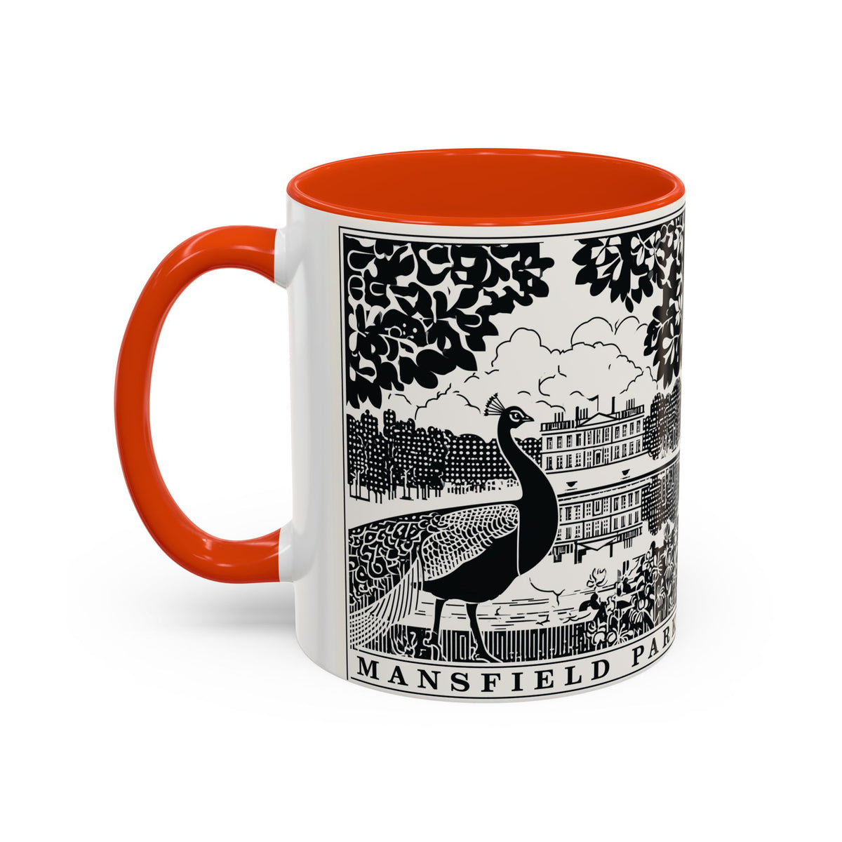 Mansfield Park Peacock Illustration Mug | Vintage Etching Wraparound