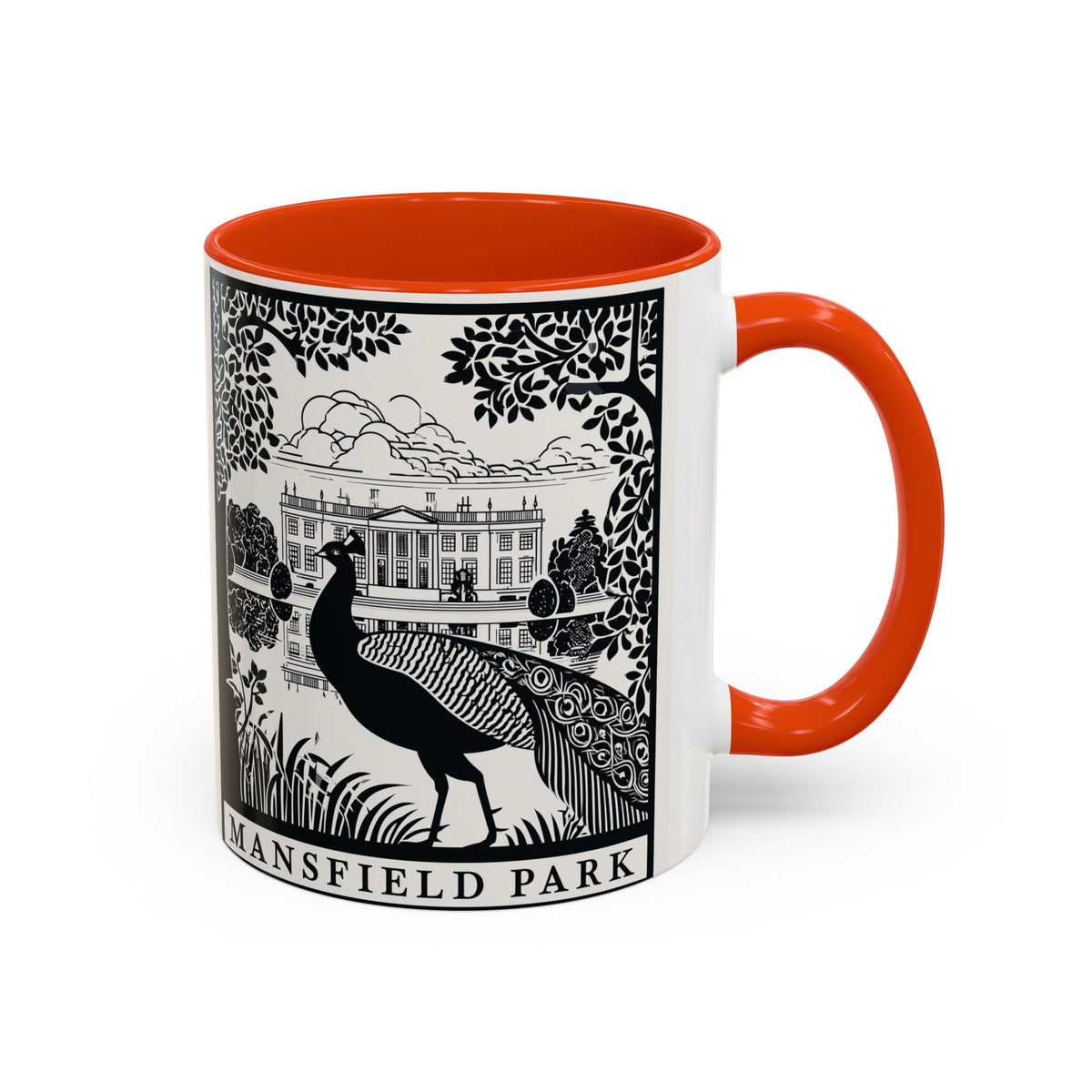 Mansfield Park Peacock Illustration Mug | Vintage Etching Wraparound