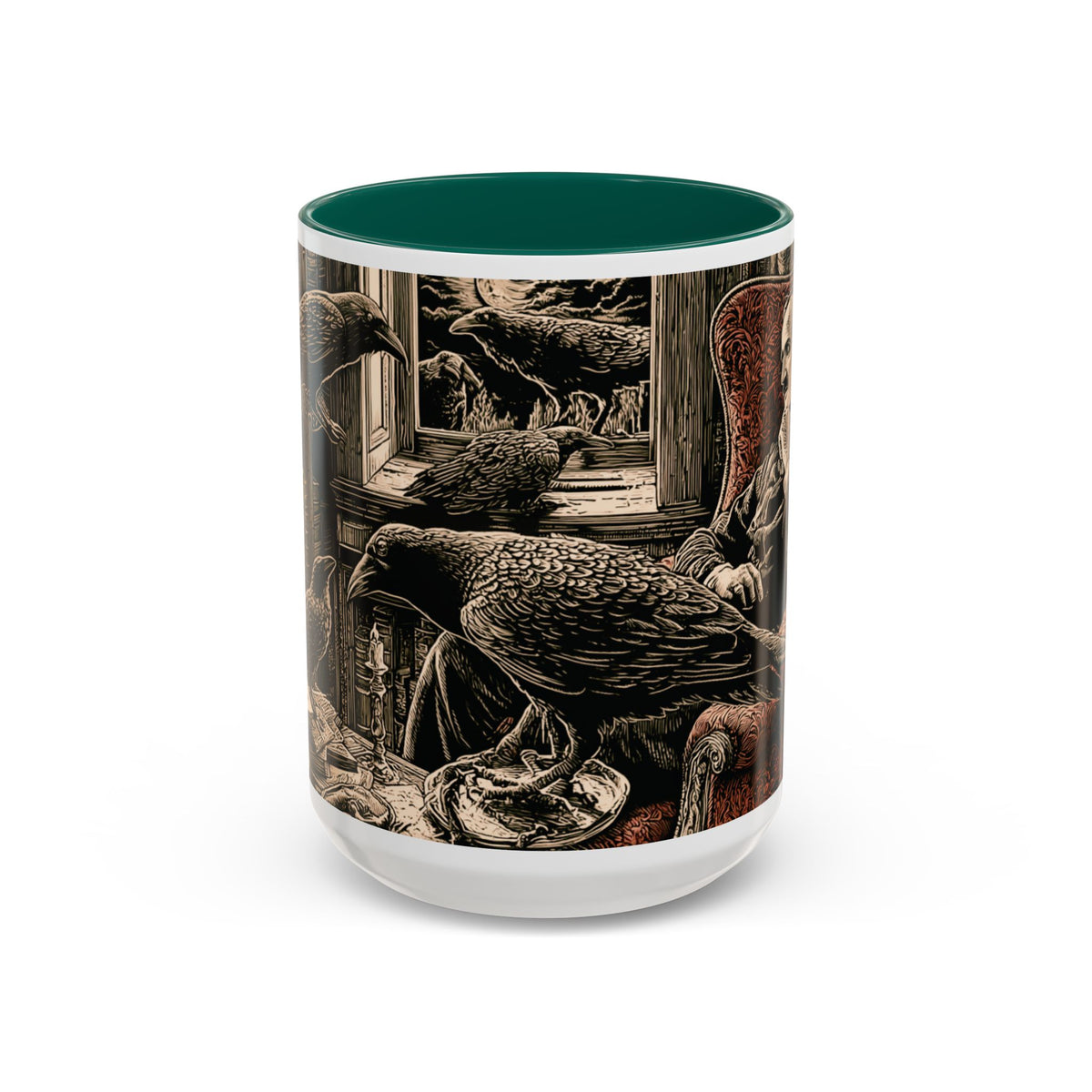 Edgar Allan Poe Raven Portrait Mug | Ceramic Coffee Cup