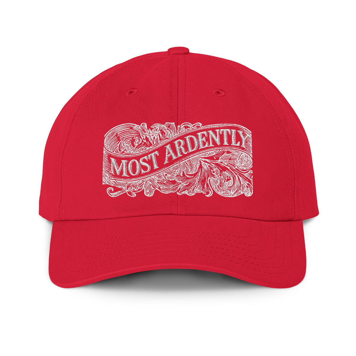 'Most Ardently' Vintage Engraving —  Cream Lettering Outdoor Cap