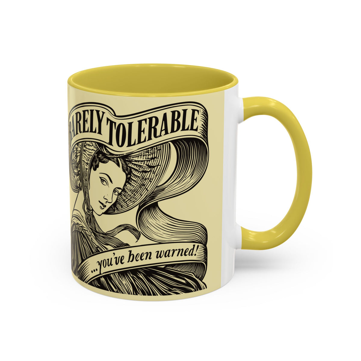 Vintage 'Barely Tolerable' Illustration Coffee Mug (11oz/15oz)