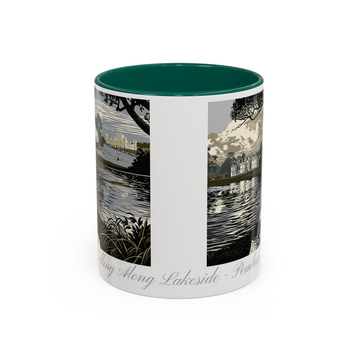 'Strolling Pemberley' Ceramic Coffee Cup — Vintage Regency Silhouette Mug