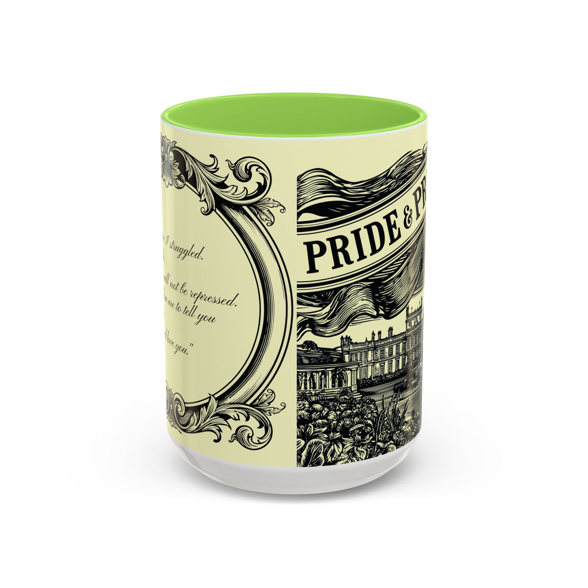 Pride & Prejudice Vintage Illustration Ceramic Mug — Mr. Darcy at Pemberley with Quote (11oz/15oz)