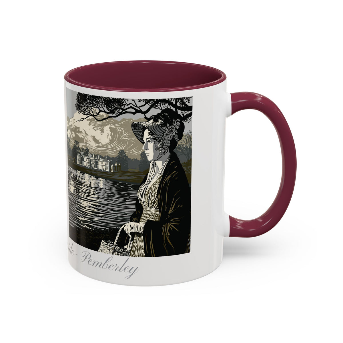 'Strolling Pemberley' Ceramic Coffee Cup — Vintage Regency Silhouette Mug