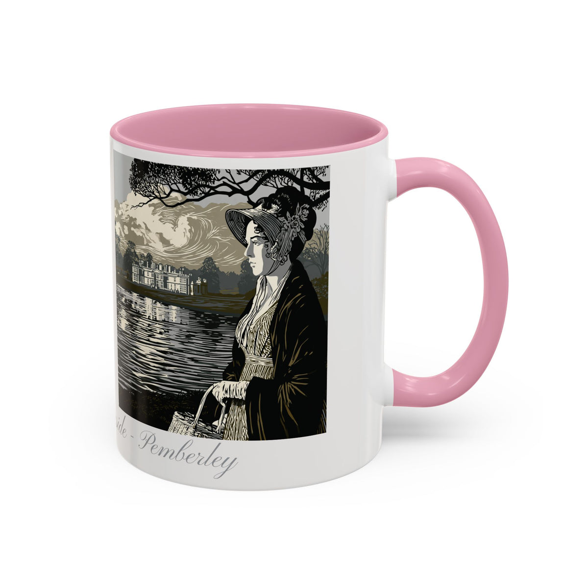 'Strolling Pemberley' Ceramic Coffee Cup — Vintage Regency Silhouette Mug