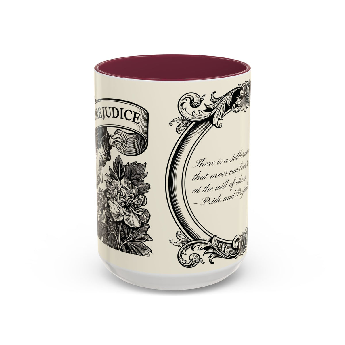 Quote from Pride & Prejudice Vintage Floral Mug — “Pride & Prejudice” Ceramic Book Lover Mug (11oz/15oz)