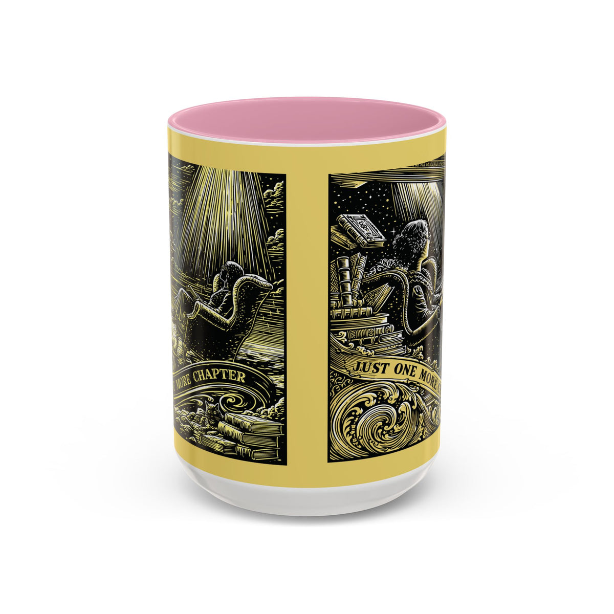 "Just One More Chapter" Under UFO Illustration Mug | Color Accent Coffee Cup