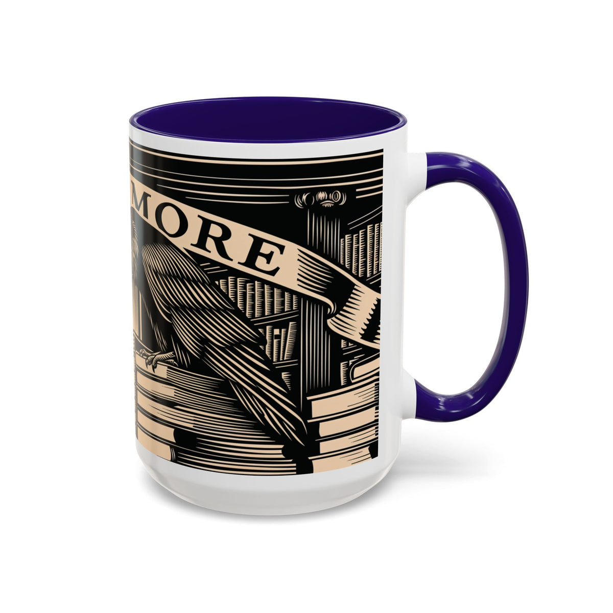 x Nevermore Raven woodcut illustration Mug | Edgar Allan Poe inspired