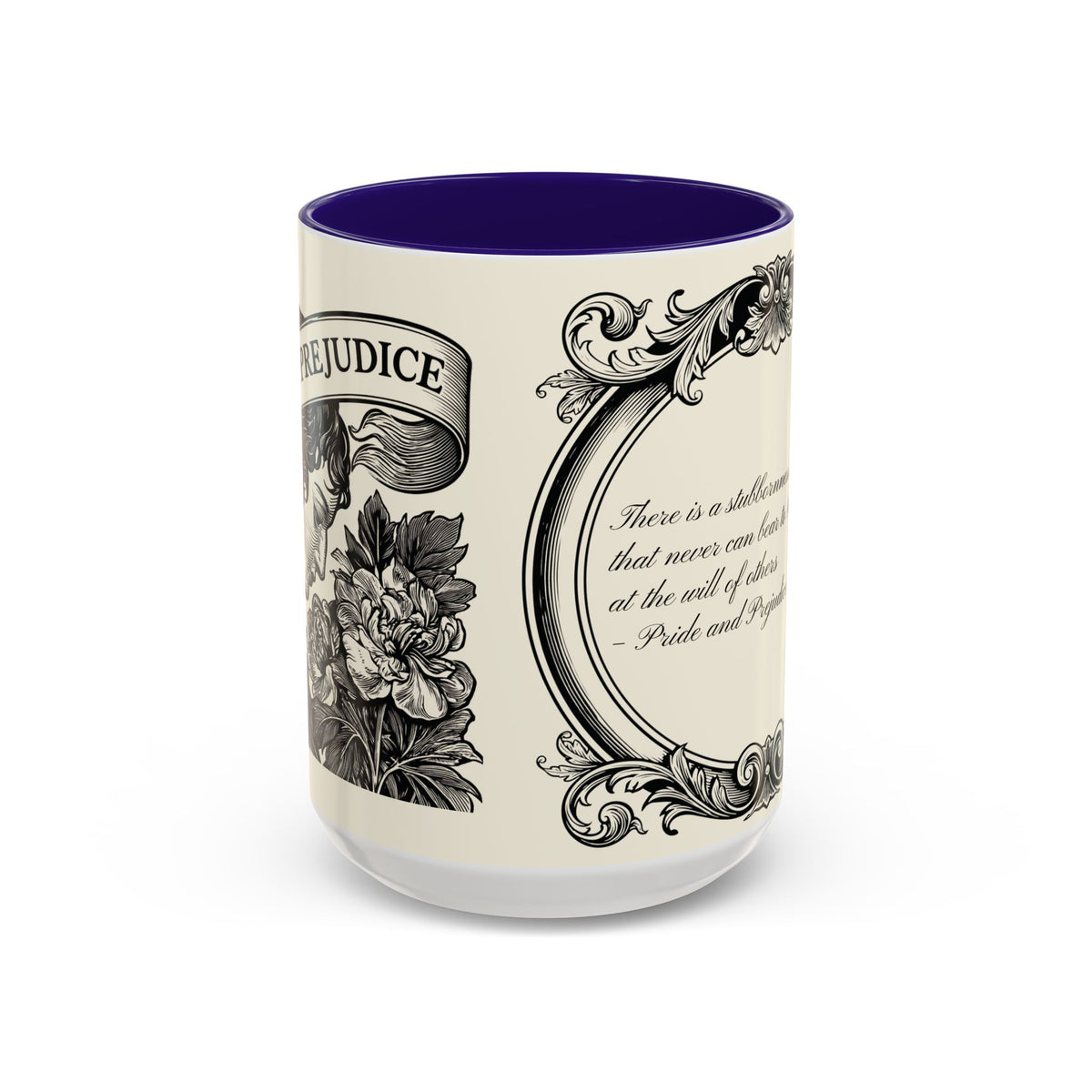 Quote from Pride & Prejudice Vintage Floral Mug — “Pride & Prejudice” Ceramic Book Lover Mug (11oz/15oz)