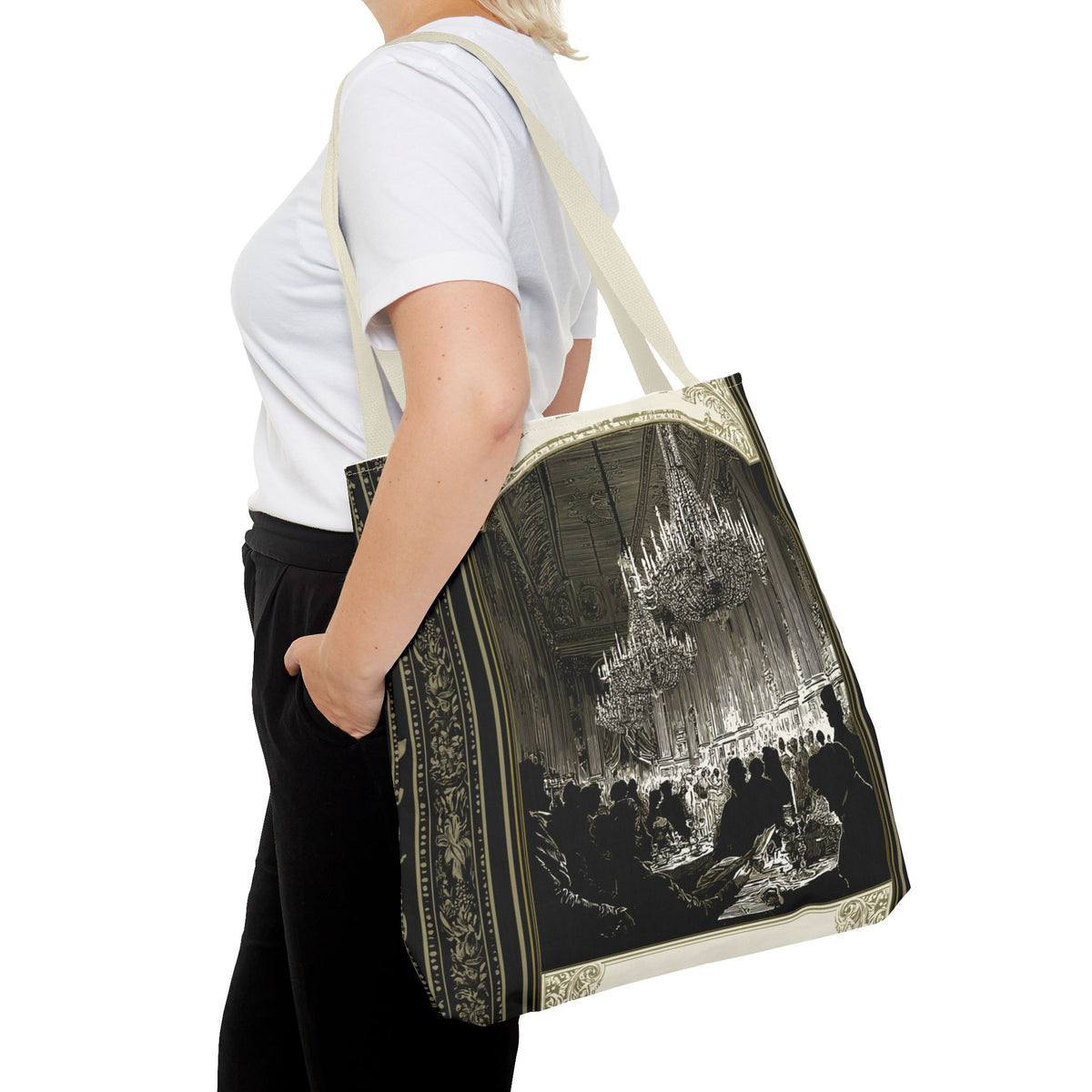Regency Ballroom Chandelier Tote Bag | Vintage Ballroom Scene
