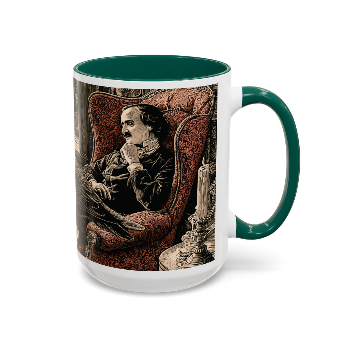 Edgar Allan Poe Raven Portrait Mug | Ceramic Coffee Cup