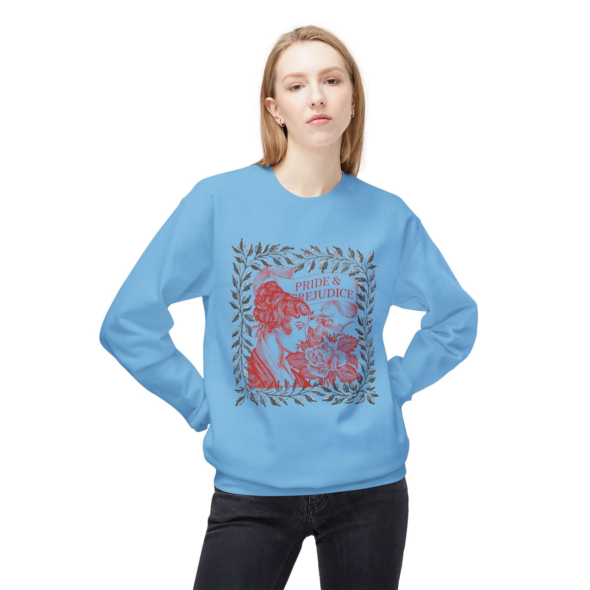 Pride & Prejudice Illustration Sweatshirt — Jane Austen Booklover Crewneck (Derbyshire Coordinates)