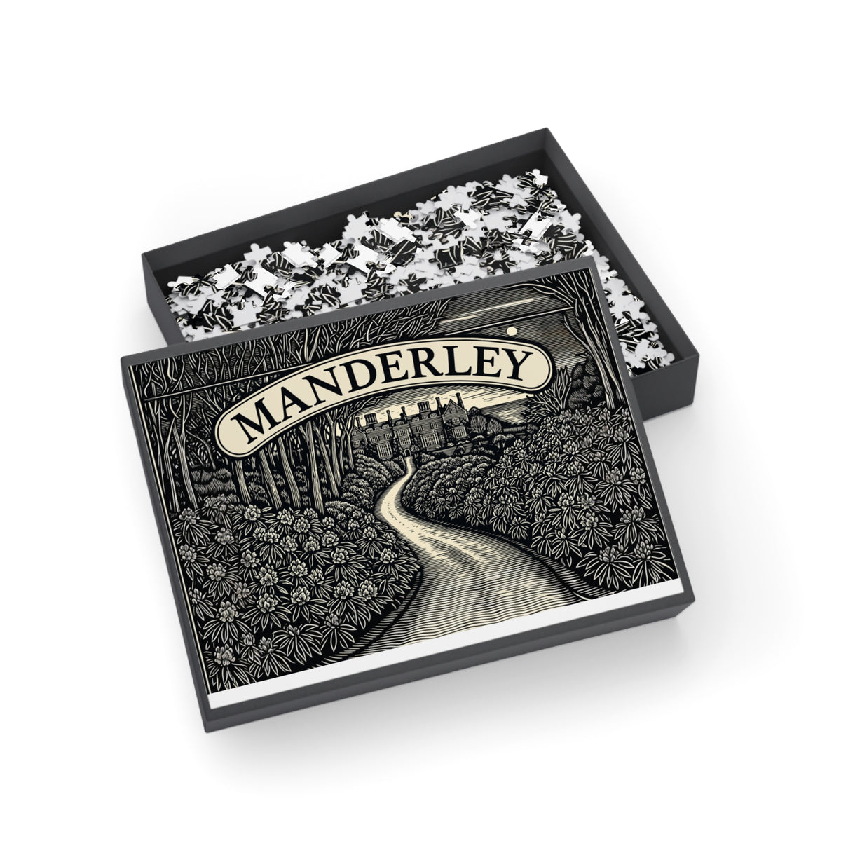 Manderley Scenic Puzzle — 'Manderley' Vintage Manor Path Jigsaw (96/252/500/1000 pcs)