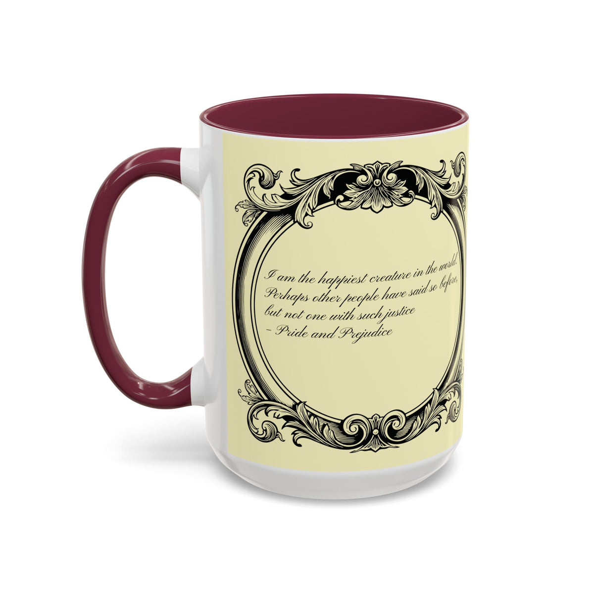 Pride & Prejudice Vintage Floral Mug — “Pride & Prejudice” Ceramic Book Lover Mug (11oz/15oz)