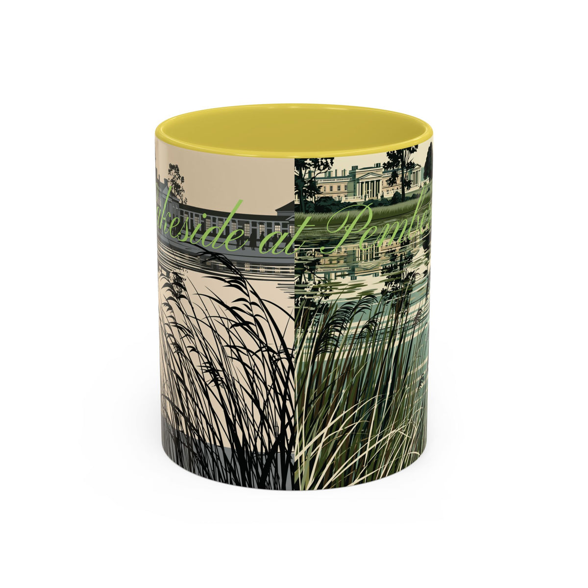 Strolling Lakeside with Mr. Darcy  —  Scenic Lakeside Vintage Gentleman Mug (11oz & 15oz)