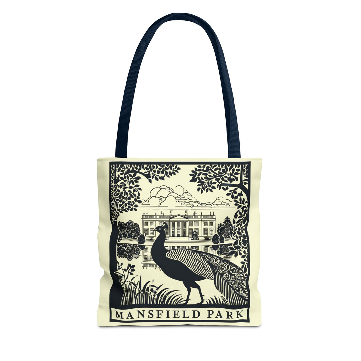 Mansfield Park Illustrated Tote — Vintage Estate Peacock Tote Bag