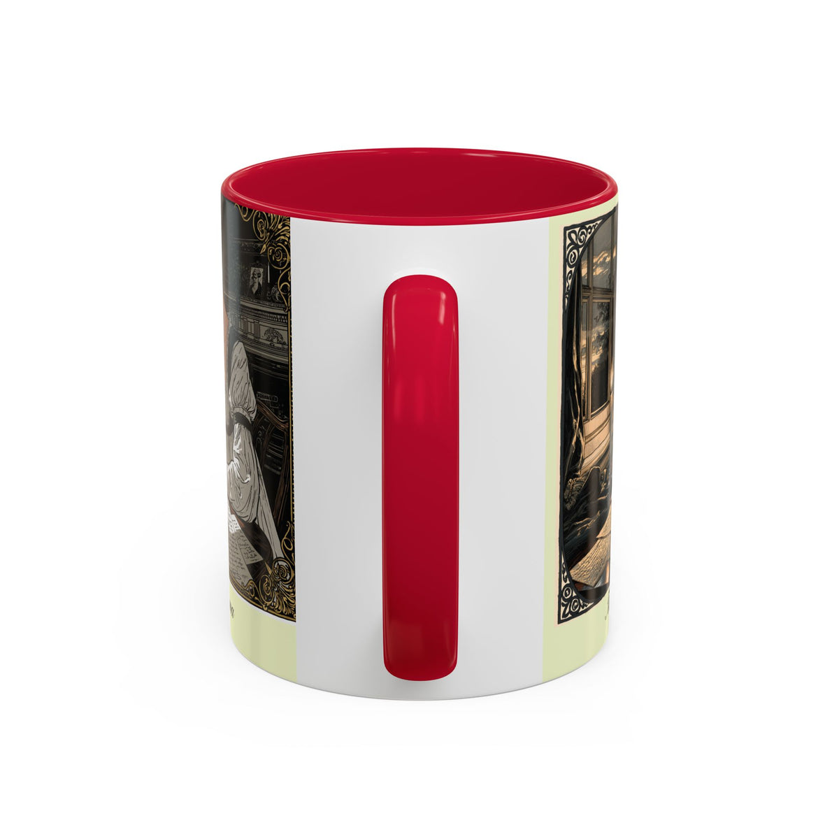 Regency Tea Quote Mug — 'Young Jane Austen Writing at Her Desk' Ceramic Coffee & Tea Cup (11oz/15oz)