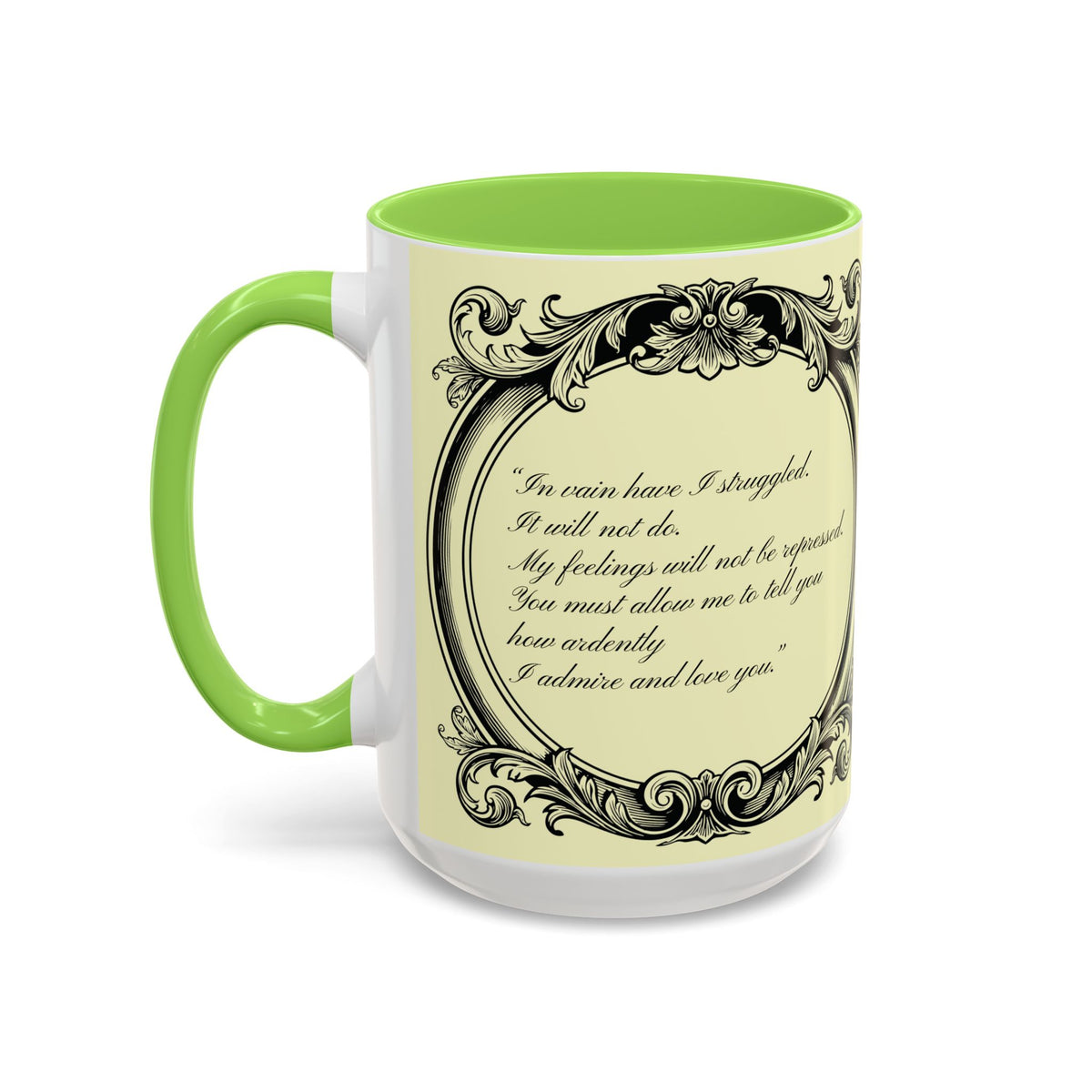 Pride & Prejudice Vintage Illustration Ceramic Mug — Mr. Darcy at Pemberley with Quote (11oz/15oz)