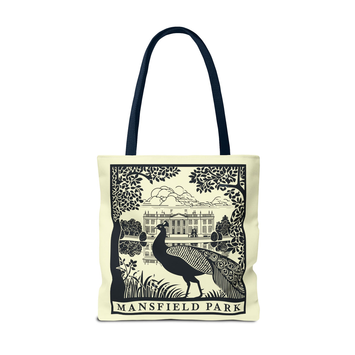 Mansfield Park Illustrated Tote — Vintage Estate Peacock Tote Bag